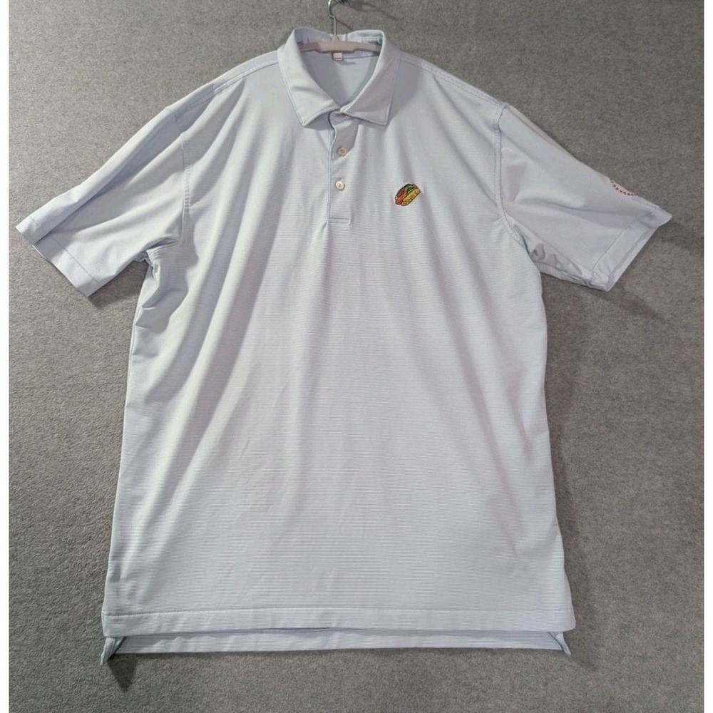 Peter Millar Summer Comfort Polo Shirt Barstool Sports Hot Dog Mens Large